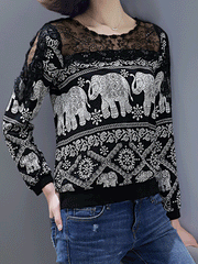 Round Neck Stripes Long Sleeve T-Shirts