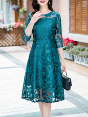 Round Neck Lace Maxi Dress
