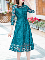Round Neck Lace Maxi Dress