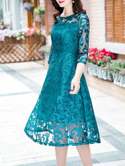 Round Neck Lace Maxi Dress