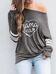 Fashion Printed Slanted Shoulder T-Shirt