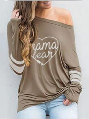 Fashion Printed Slanted Shoulder T-Shirt