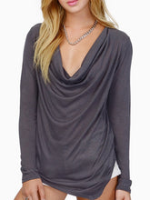 Autumn Spring Cotton Women V-Neck Plain Long Sleeve T-Shirts