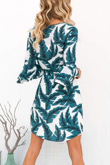 Fashion Jewel Neck Floral Print Mini Dress