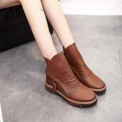Women Side Zipper Vintage Casual Boots