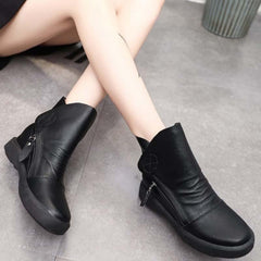 Women Side Zipper Vintage Casual Boots