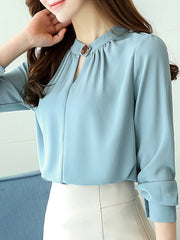 Band Collar  Plain Blouse