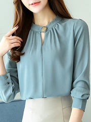 Band Collar  Plain Blouse