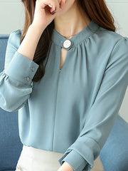 Band Collar  Plain Blouse