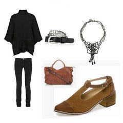 Women Stylish Retro Thick Heel T Buckle Suede Patchwork Pumps