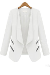 Notch Lapel Asymmetric Hem Plain Blazers