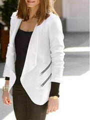 Notch Lapel Asymmetric Hem Plain Blazers