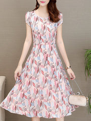 Round Neck Print Shift Dress