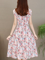 Round Neck Print Shift Dress