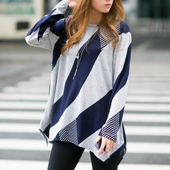 Round Neck Geometric Pattern Loose T-Shirt
