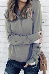Round Neck Button Plain T-Shirts