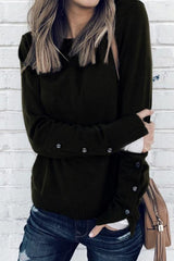 Round Neck Button Plain T-Shirts