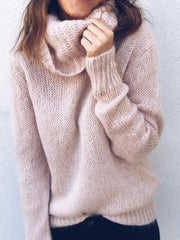 Cowl Neck Loose Fitting Plain Sweaters