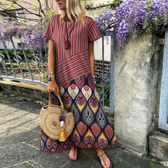Fashion Loose Stripe Splicing Maxi Dresses