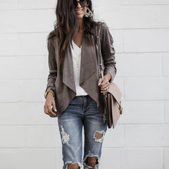 Fashion Irregular Pure Color Cardigan