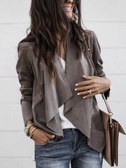 Fashion Irregular Pure Color Cardigan