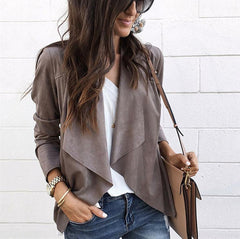 Fashion Irregular Pure Color Cardigan