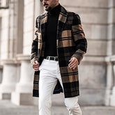 Men's Fashion Casual Mid-Length Checked Coat