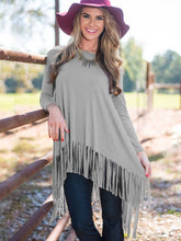 Round Neck Tassels Asymmetrical Hem T-Shirts
