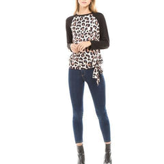 Fashion Round Collar Leopard Printed Blinding Shirt