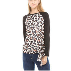Fashion Round Collar Leopard Printed Blinding Shirt