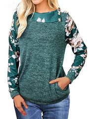 Fashion Lapel Floral Printed Button Casual Blouse