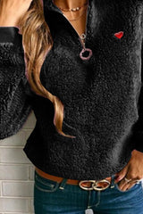Band Collar Zipper Plain Sweatshirts