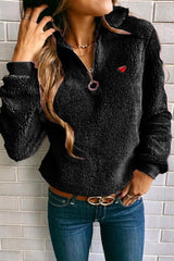 Band Collar Zipper Plain Sweatshirts
