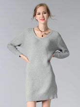 Fashion Pure Knit Long sleeve Shift Dresses