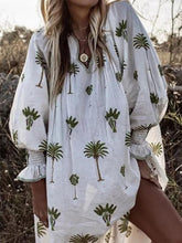 Bohemian V Neck Printing Flax Casual Vacation Dresses