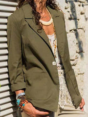 Casual women plain one button blazers