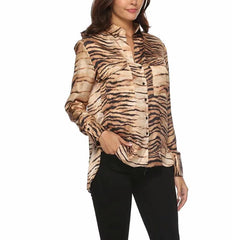 Fashion Printed Long Sleeve Pocket Casual Blouses