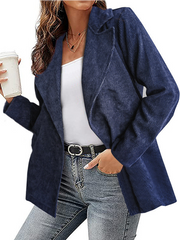 Plain Vintage Lapel Outerwear Jackets