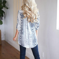 V Neck Snake Printed Asymmetrical Hem Fashion Blouses