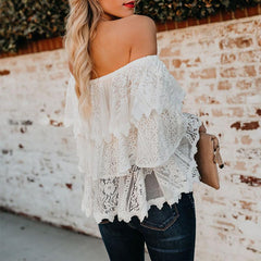 Elegant Lace Off Shoulder Blouses For Woman