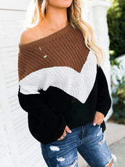 Woman Long Sleeve Round Neck Knit Top Sweaters