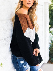 Woman Long Sleeve Round Neck Knit Top Sweaters