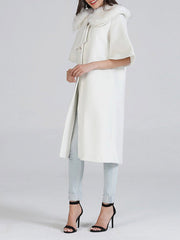White Elegant Turtle Neck Woman Winter Coats