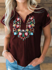 Vintage embroidered short sleeve T-shirts