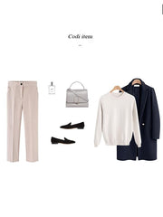 Solid Slim Woman Daily Office Pants