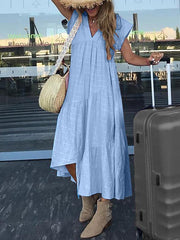 Loose v-neck irregular casual maxi chic dresses