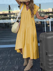 Loose v-neck irregular casual maxi chic dresses