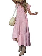 Loose v-neck irregular casual maxi chic dresses