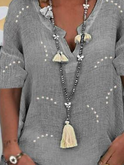 Short Sleeve Floral-Print V Neck Vintage Shirts & Tops
