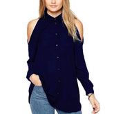 Off shoulder Casual Long sleeve Chiffon Blouses